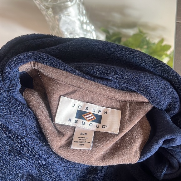 Joseph Abboud navy terrycloth shawl lapel pullover hoodie - Picture 6 of 8